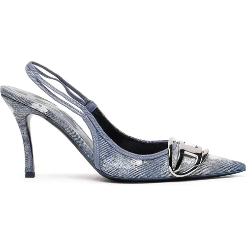 D-Venus SB - Slingback pumps in distressed denim , female, Sizes: 3 UK, 5 UK, 6 UK - Diesel - Modalova