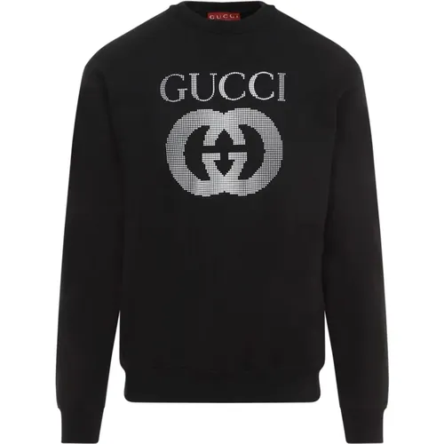 Schwarzer Mix Sweatshirt mit C/Neck Stil - Gucci - Modalova