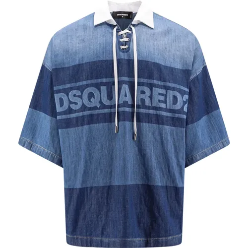 Denim Polo Shirt mit Baumwollkragen - Dsquared2 - Modalova
