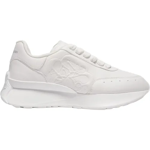 Weiße Leder Oversized Court Sneakers , Damen, Größe: 38 EU - alexander mcqueen - Modalova