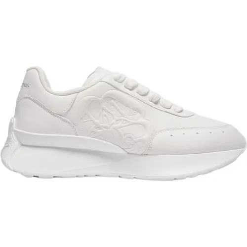 Weiße Leder Oversized Court Sneakers , Damen, Größe: 39 EU - alexander mcqueen - Modalova