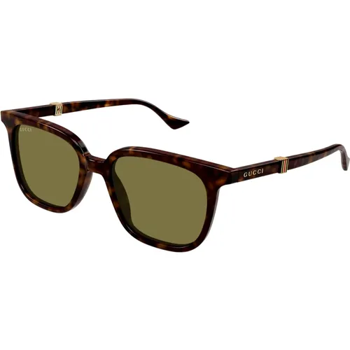 Gold/Havana Sonnenbrille , Herren, Größe: 54 MM - Gucci - Modalova