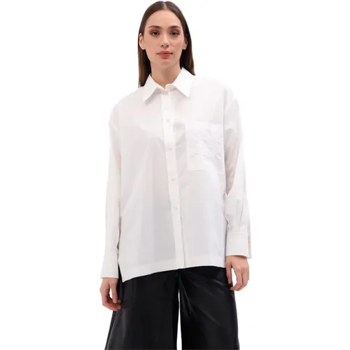 Weißes Hemd mit Brusttasche aus Baumwollmischung , Damen, Größe: S - Beatrice .b - Modalova