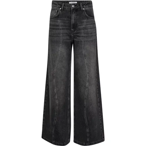 Weite Bein Wave Jeans Schwarz , Damen, Größe: S - Co'Couture - Modalova