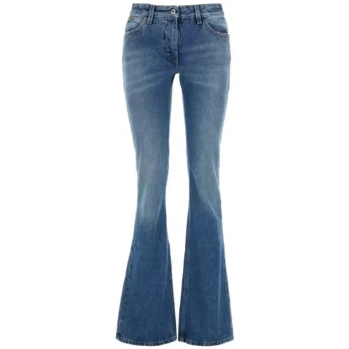 Flared Cotton Jeans , female, Sizes: W27 - Off White - Modalova