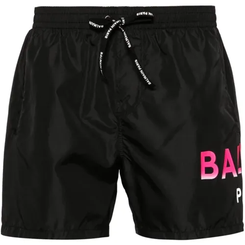 Schwarzer Logo Fluoreszierend Pink Swimboxer , Herren, Größe: XL - Balmain - Modalova