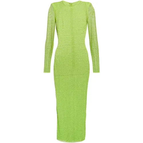 Lime Crystal Embellished Midi Dress , female, Sizes: XS - Self Portrait - Modalova