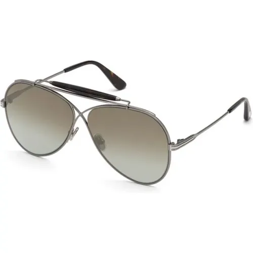 Sonnenbrille, Gunmetal Rahmen, Braune Spiegelgläser - Tom Ford - Modalova