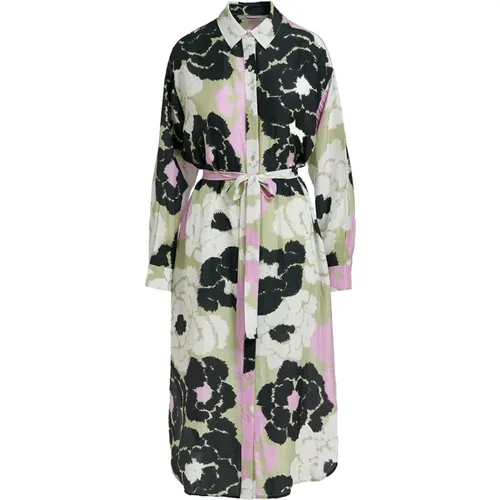 Silk Button-Up Dress Freya , female, Sizes: XL, L - Essentiel Antwerp - Modalova