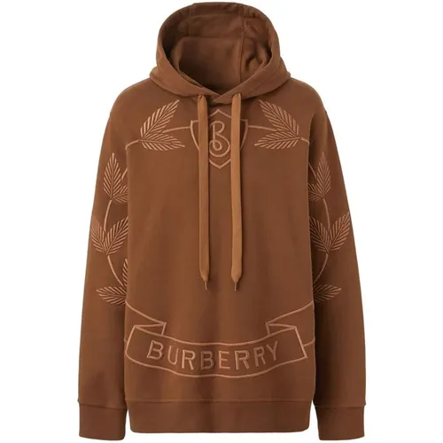 Brauner Baumwoll-Sweatshirt mit Kapuze - Burberry - Modalova