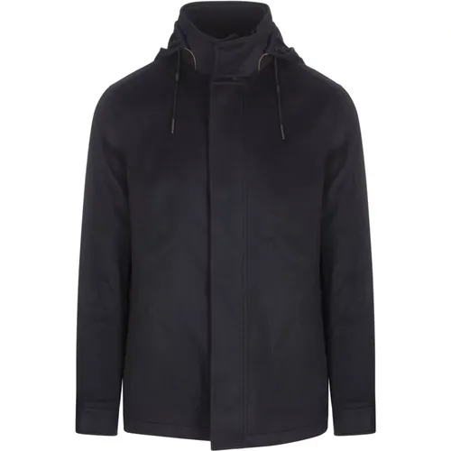 Water-Repellent Navy Blue Cashmere Overjacket , male, Sizes: L, M - Ermenegildo Zegna - Modalova