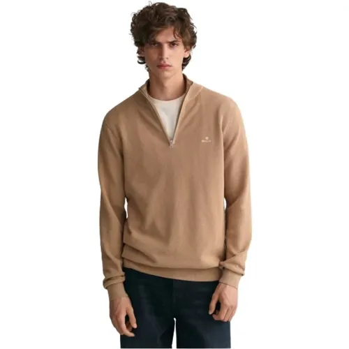 Klassischer Baumwoll-Piqué Halb-Zip Pullover , Herren, Größe: 3XL - Gant - Modalova