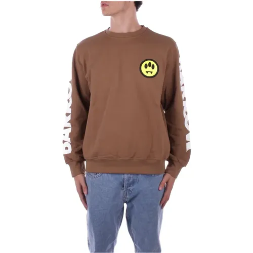 Brauner Logo Front Sweater,Stilvolle Pullover Kollektion,Smile Crewneck Sweatshirt Braun Baumwolle - BARROW - Modalova