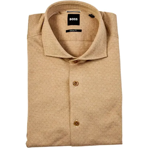 Microprint Cotton Shirt , male, Sizes: XL, L, 4XL - Hugo Boss - Modalova