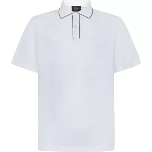 Weiße Baumwoll-Poloshirt mit Logo-Stickerei - Brioni - Modalova