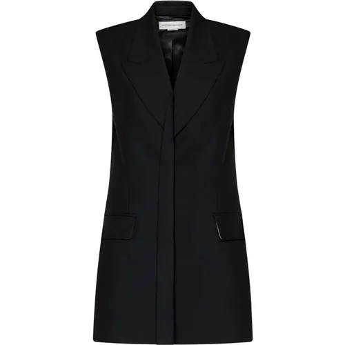 Schwarzes Wollmischung Blazer-Stil Kleid - Victoria Beckham - Modalova