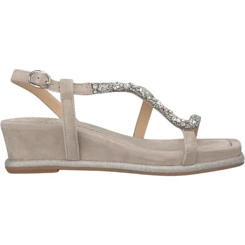 Glitter Wedge Sandal with Rhinestone Strap , female, Sizes: 9 UK - Alma en Pena - Modalova