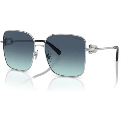 Silver Blue Shaded Sunglasses , female, Sizes: 58 MM - Tiffany - Modalova