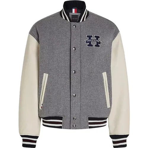 Varsity Leather Jacket , male, Sizes: S, L, M - Tommy Hilfiger - Modalova