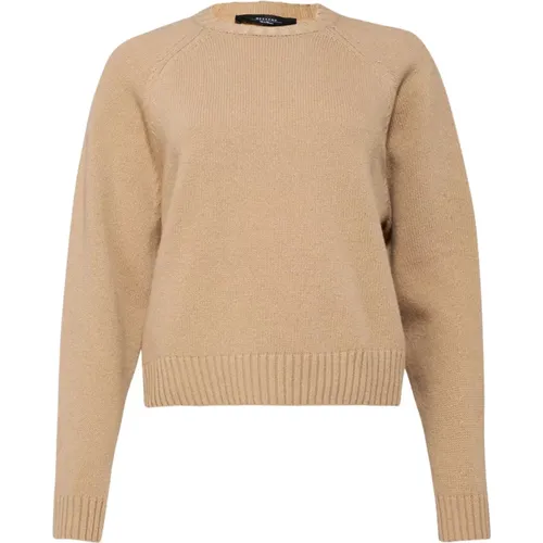 Beiger Wollpullover Rundhalsausschnitt , Damen, Größe: L - Max Mara Weekend - Modalova