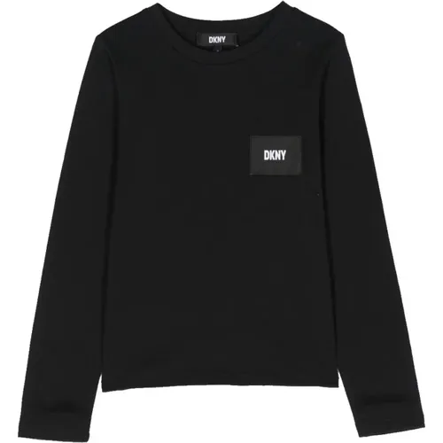 Schwarzes Baumwoll-T-Shirt für Mädchen - DKNY - Modalova