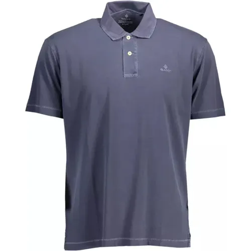 Blaues Baumwoll-Poloshirt mit Stickerei , Herren, Größe: S - Gant - Modalova