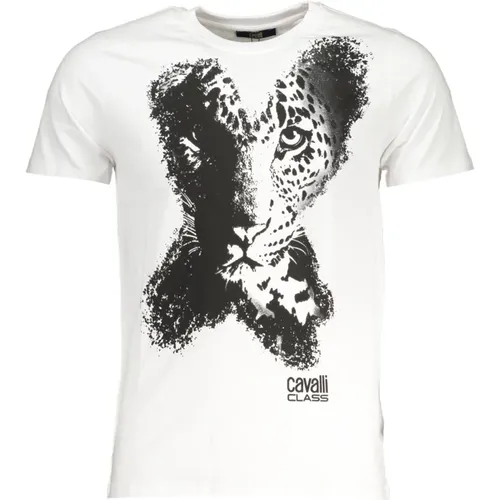 Kurzarm Logo Print T-Shirt Weiß - Cavalli Class - Modalova