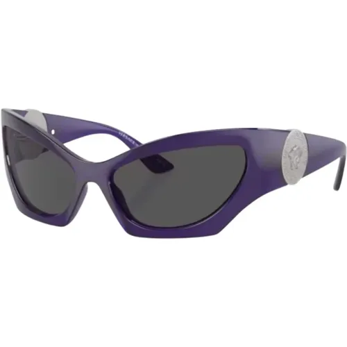 Bold Wpap-Around '0Ve4450#39; Sonnenbrillen / Transparentes Violett , unisex, Größe: ONE Size - Versace - Modalova