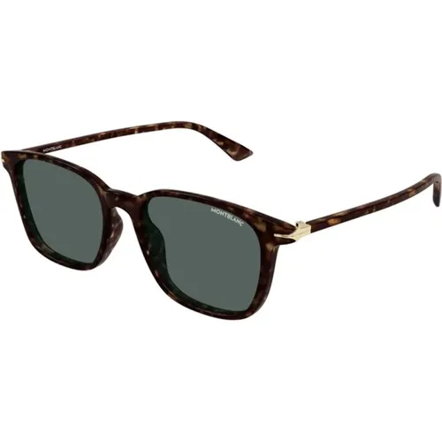 Green Havana Sunglasses Mb0338S 002 , male, Sizes: 52 MM - Montblanc - Modalova