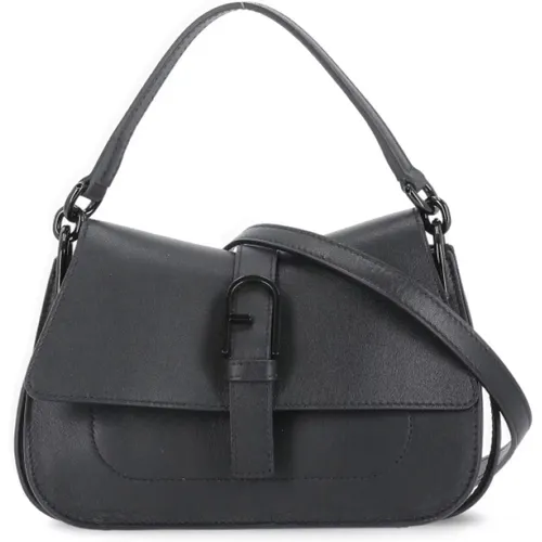 Schwarze Lederhandtasche mit abnehmbarem Griff und Schulterriemen , Damen, Größe: ONE Size - Furla - Modalova