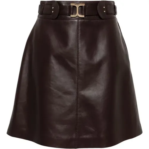 Leather A-Line Skirt with Removable Belt , female, Sizes: M - Chloé - Modalova