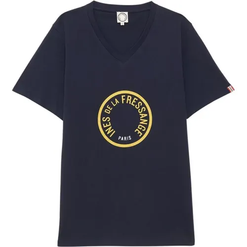 Marineblau Aurore V-Ausschnitt T-Shirt,Marineblau/Weißes V-Ausschnitt T-Shirt,Schwarz/Weiß Eichenblatt T-Shirt - Ines De La Fressange Paris - Modalova