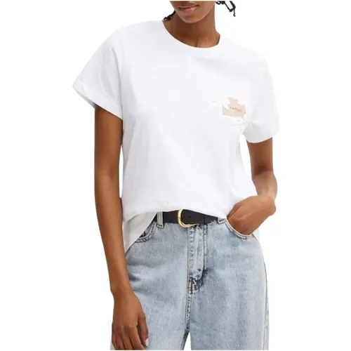 T-Shirt mit Patch und Stickerei , Damen, Größe: L - Twinset - Modalova