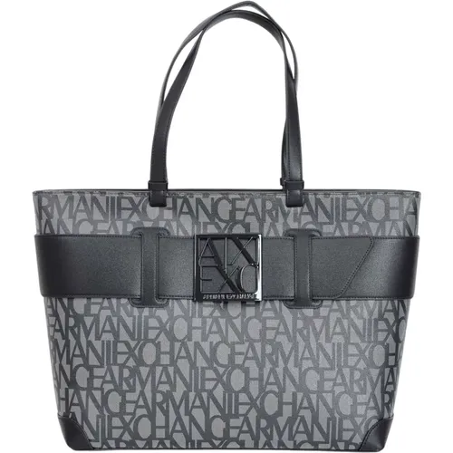 Schwarze und Graue Logo Tasche - Armani Exchange - Modalova