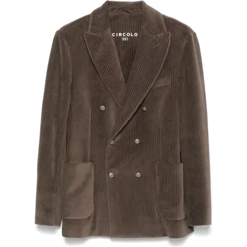 Corduroy Double-Breasted Jacket , male, Sizes: 3XL, M, L, 2XL, XL - Circolo 1901 - Modalova