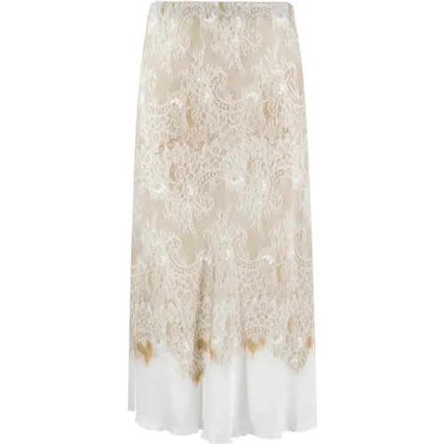 Lace Applique Long Skirt , female, Sizes: M - Ermanno Scervino - Modalova