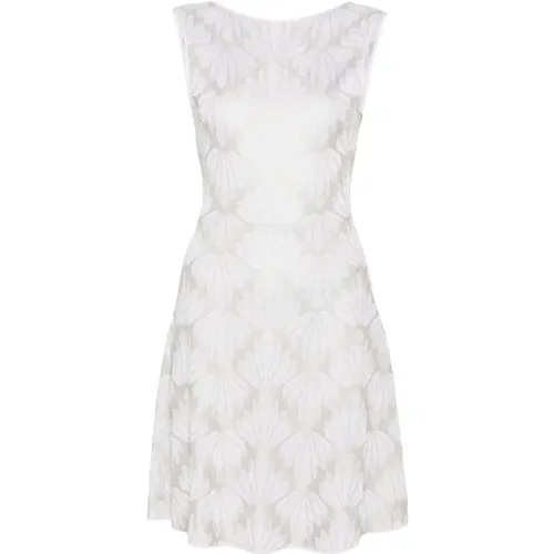 Weiße Jacquard A-Linie Kleid , Damen, Größe: L - Emporio Armani - Modalova