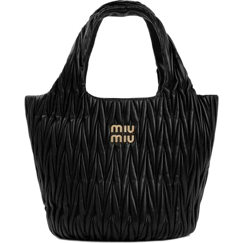 Matelass Leather Shoulder Bag , female, Sizes: ONE SIZE - Miu Miu - Modalova