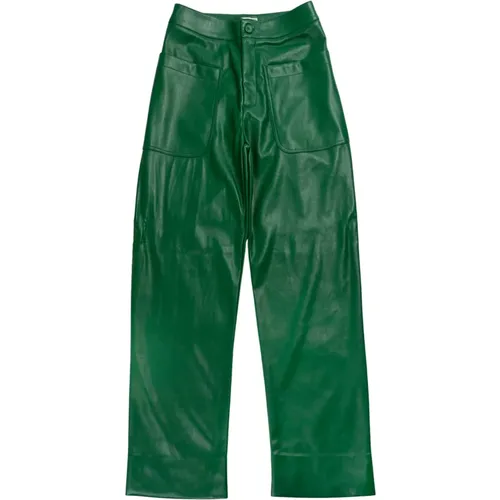 Grüne Kunstleder-Cargohose - Essentiel Antwerp - Modalova