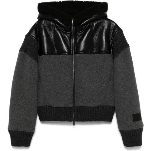 Graue Gepolsterte Jacke mit Faux-Shearling Besatz , Damen, Größe: M - Iceberg - Modalova