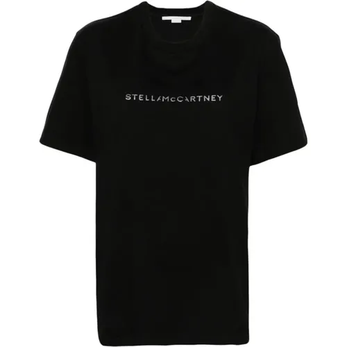T-Shirts und Polos mit Glittery Logo Print , Damen, Größe: L - Stella Mccartney - Modalova