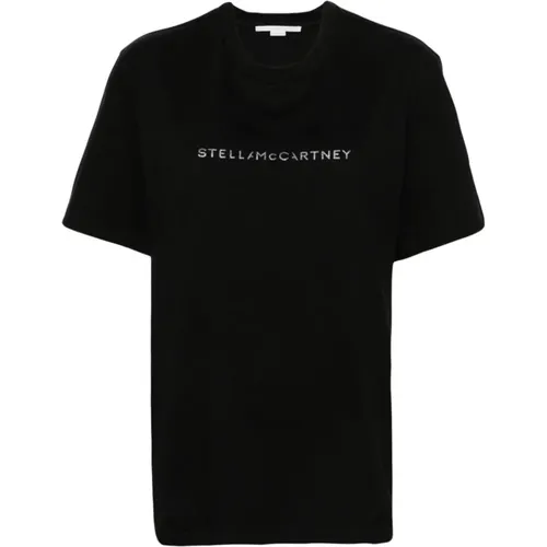 T-Shirts und Polos mit Glittery Logo Print , Damen, Größe: S - Stella Mccartney - Modalova