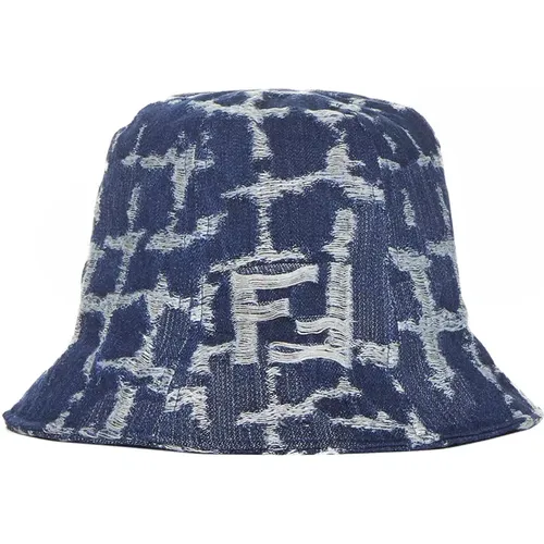 Frayed Cotton Hat Made in Italy , male, Sizes: S - Fendi - Modalova