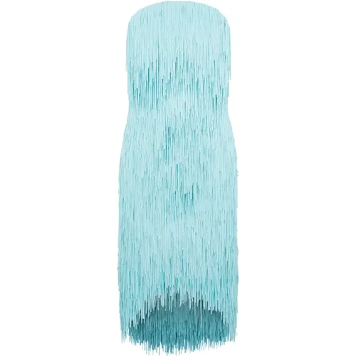 Fringed Midi Dress in Celadon , female, Sizes: XS - Bottega Veneta - Modalova