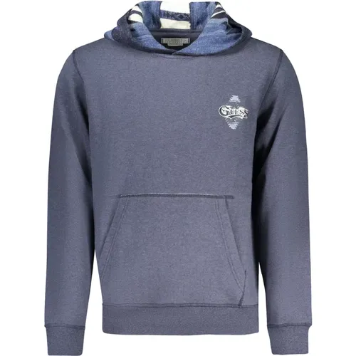 Blaue Kapuzenpullover mit Details , Herren, Größe: S - Guess - Modalova