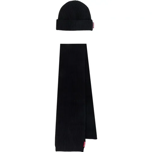 Cozy Wool Scarf and Hat Set - Aw23 , male, Sizes: ONE SIZE - Dsquared2 - Modalova