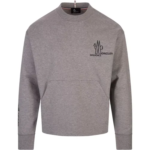 Reflective Grey Crewneck Sweatshirt , male, Sizes: M, S, L - Moncler - Modalova