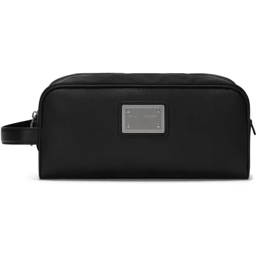 Leather Toiletry Bag , male, Sizes: ONE SIZE - Dolce & Gabbana - Modalova