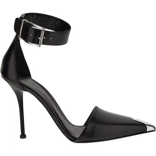 Schwarzer Lederschuh mit hohem Absatz , Damen, Größe: 38 1/2 EU - alexander mcqueen - Modalova