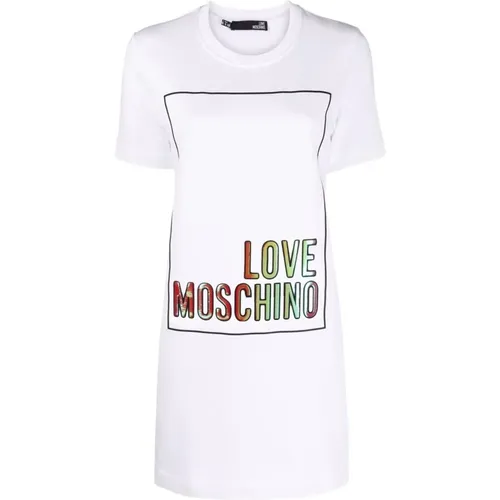 Casual Mini Kleid aus weißer Baumwolle - Love Moschino - Modalova